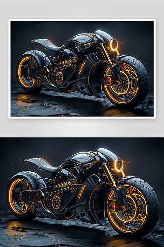 数字艺术炫酷摩托车图片