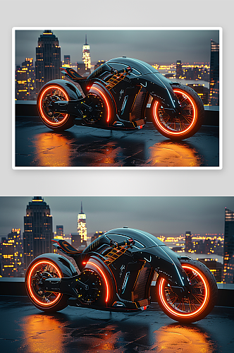 数字艺术炫酷摩托车图片