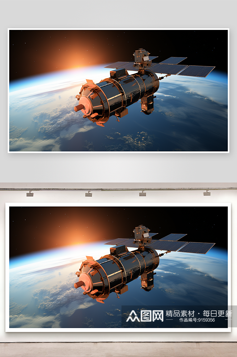科技感太空中的卫星素材