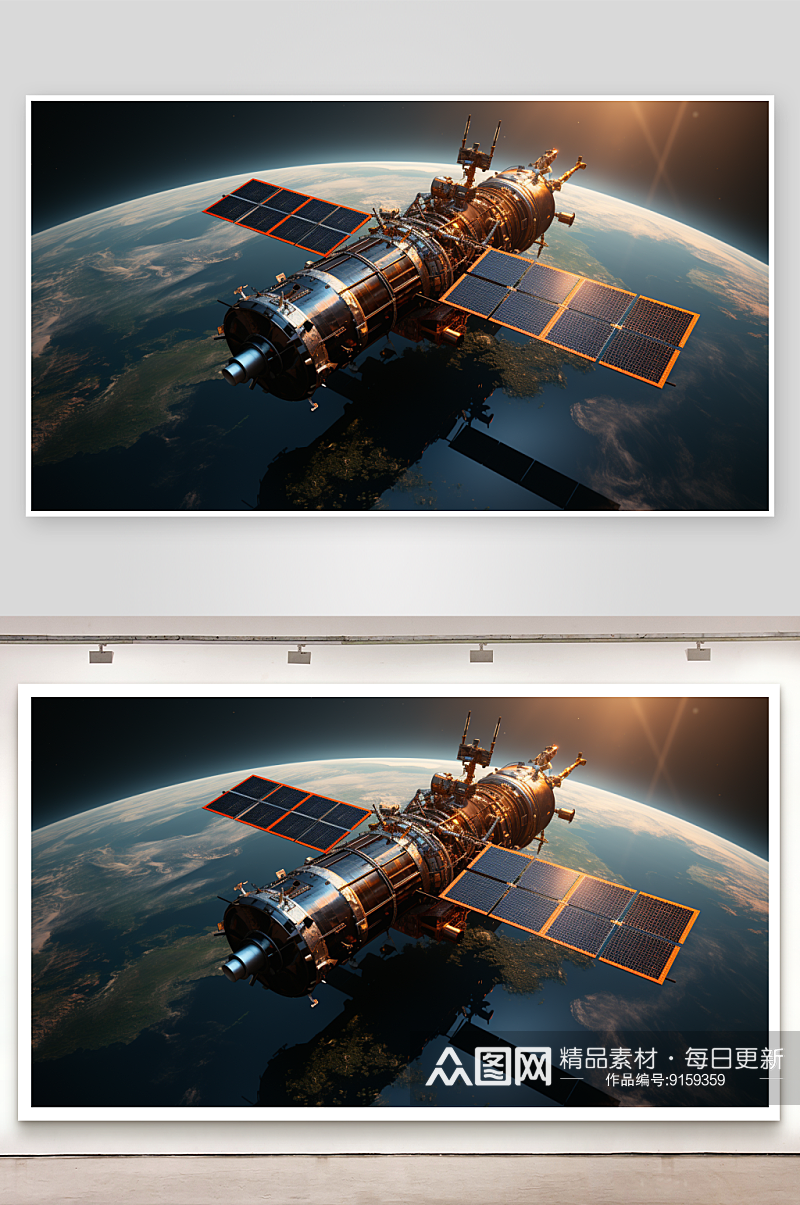 科技感太空中的卫星素材