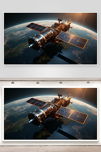 科技感太空中的卫星