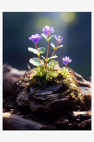 小清新唯美山石中的花朵