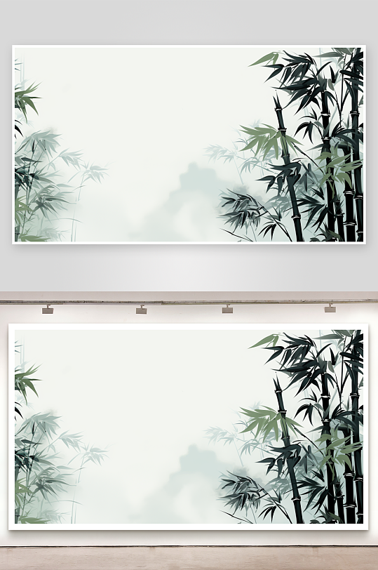 唯美水墨风竹子植物背景