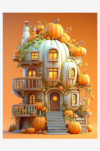3D卡通立体奇异小房子