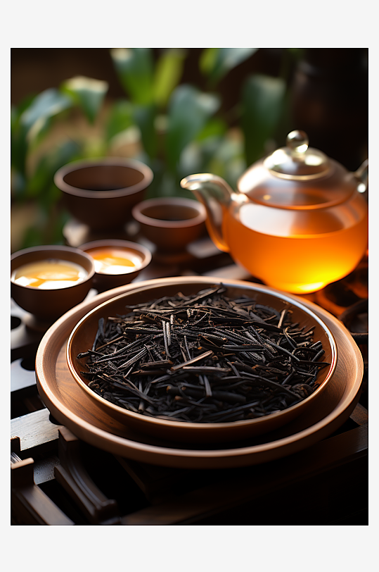 中国风茶室茶水背景