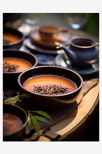 中国风茶室茶水背景