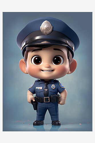 3D可爱的警察人物