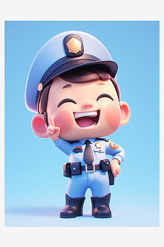 3D可爱的警察人物