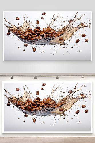 飞溅的咖啡豆咖啡