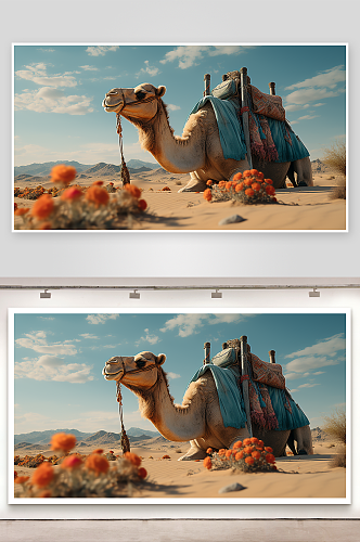 沙漠中的骆驼背景