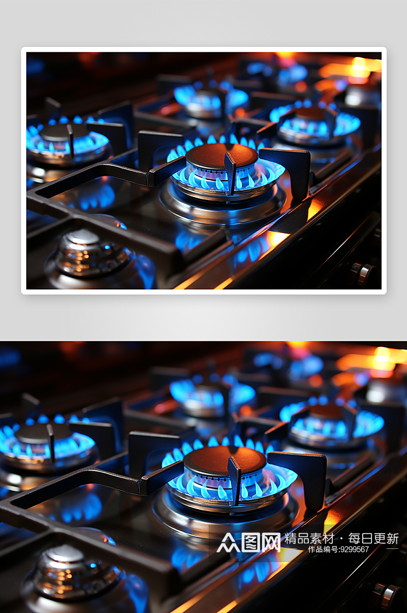煤气灶的蓝红火焰素材