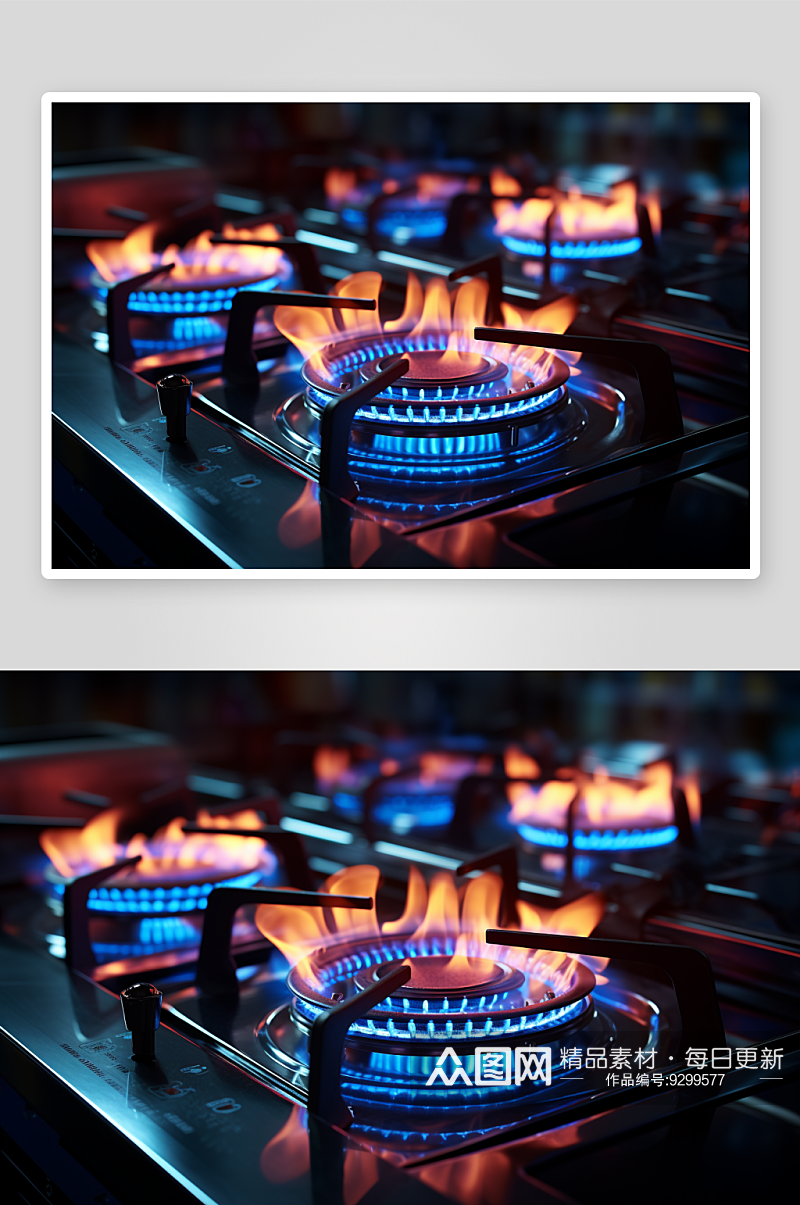 煤气灶的蓝红火焰素材