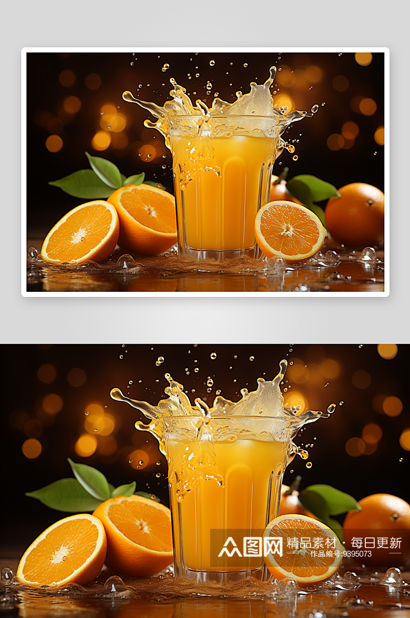 夏季冰镇飞溅的橙汁饮料素材