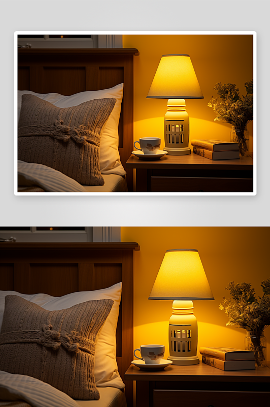 温馨的卧室床头灯