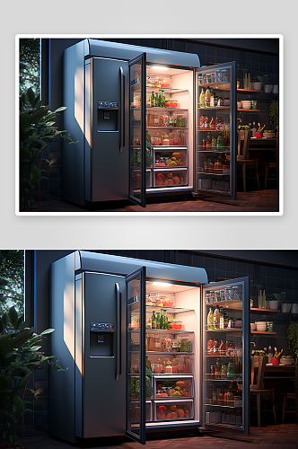 现代化冰箱展示场景