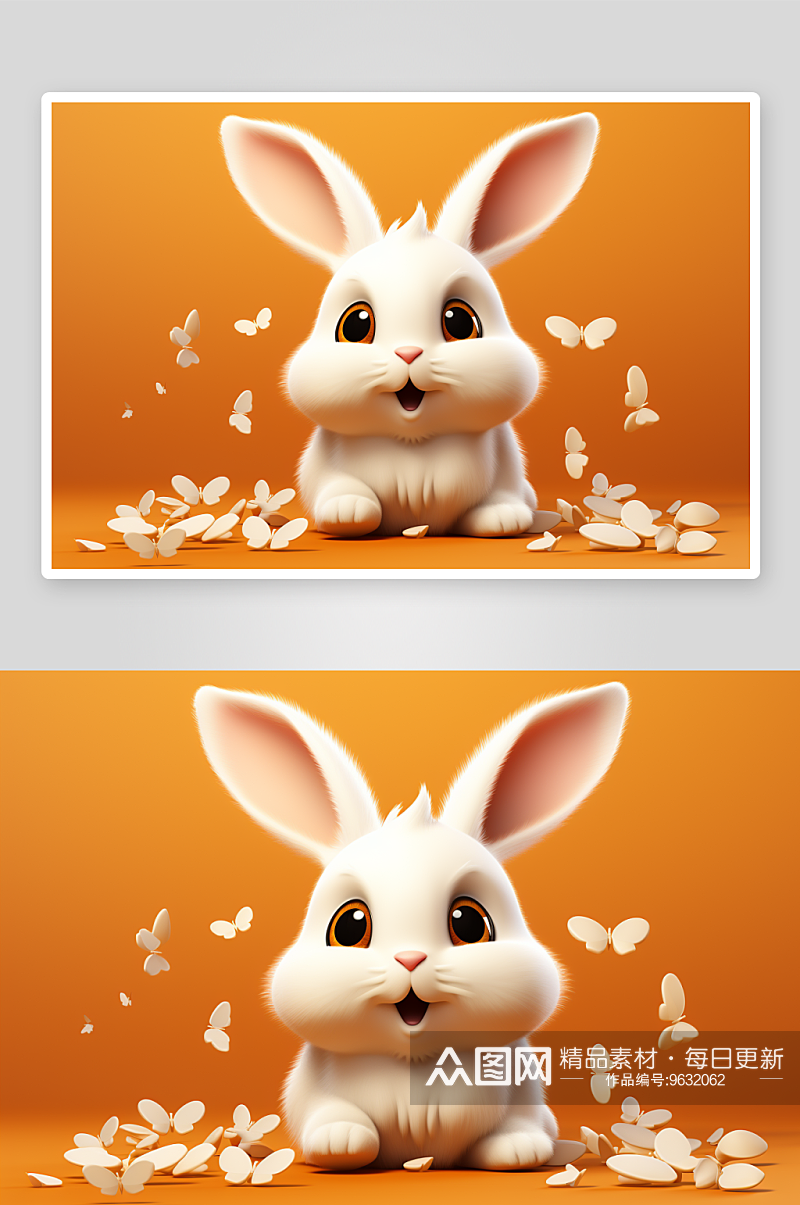 可爱的卡通小白兔素材