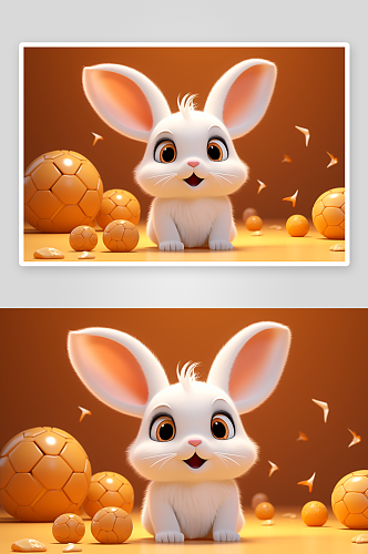 可爱的卡通小白兔