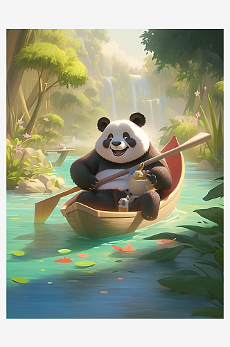可爱的卡通熊猫背景