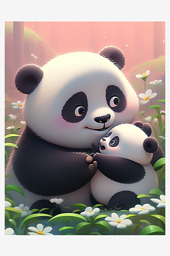 可爱的卡通熊猫背景
