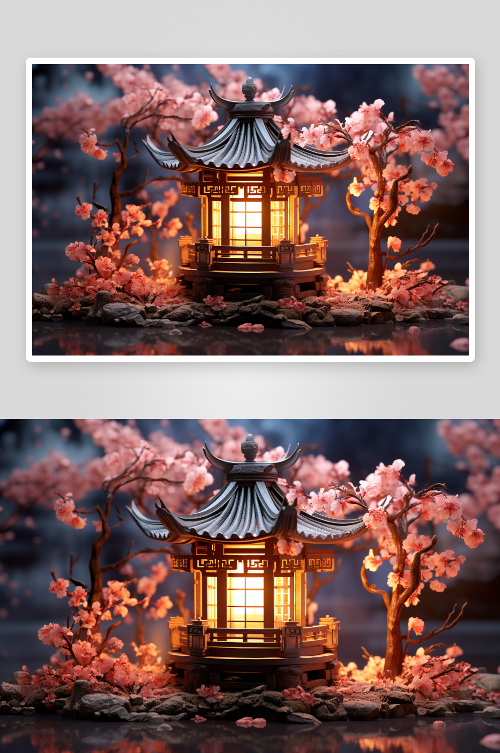 唯美3D立体复古建筑背景素材