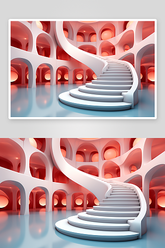 简约立体抽象楼梯建筑