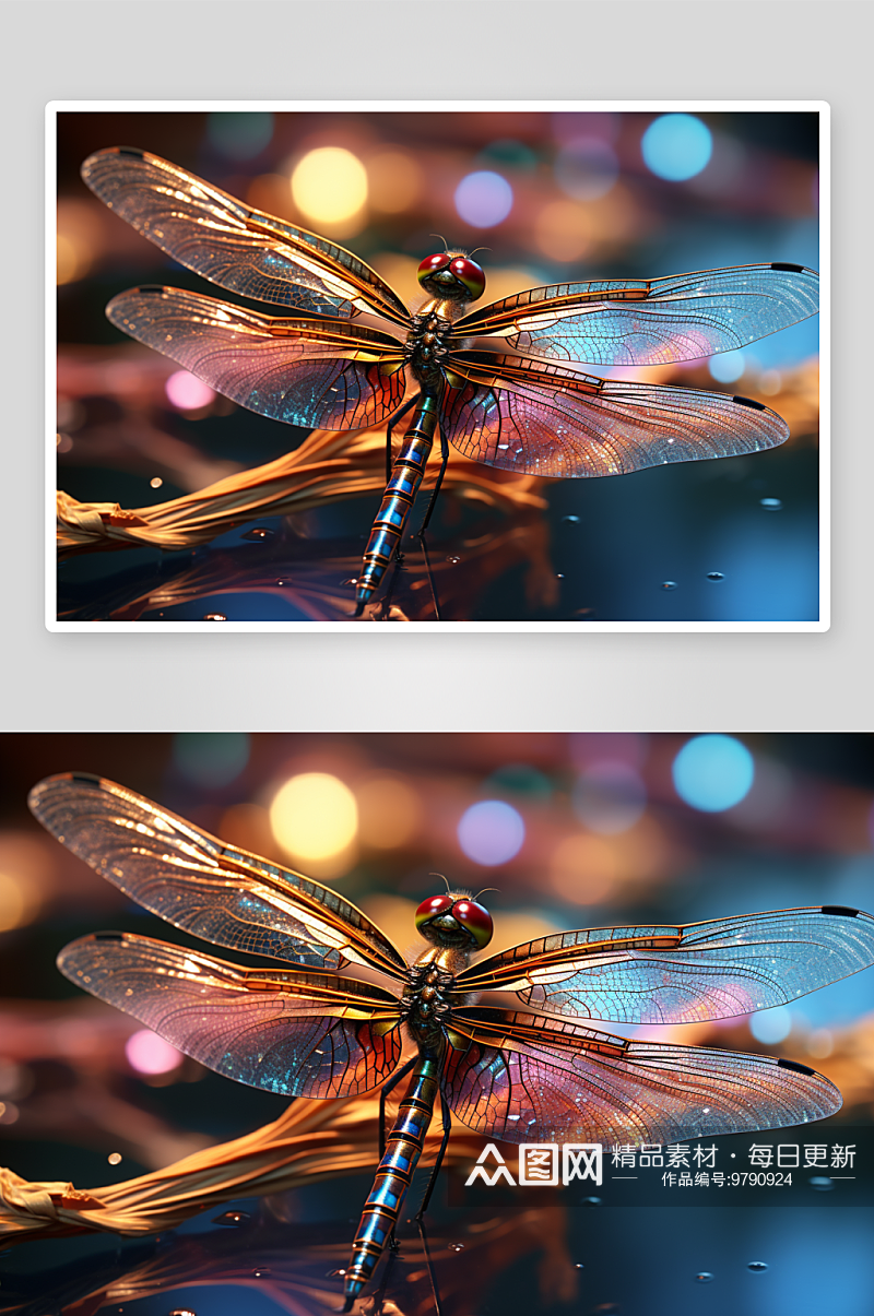 漂亮彩色蜻蜓动物素材