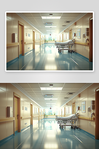 现代化医院干净的走廊