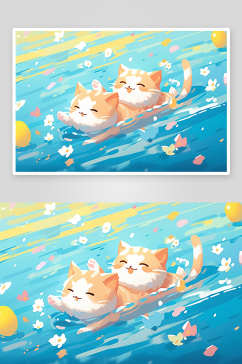 在水中游泳的可爱猫咪