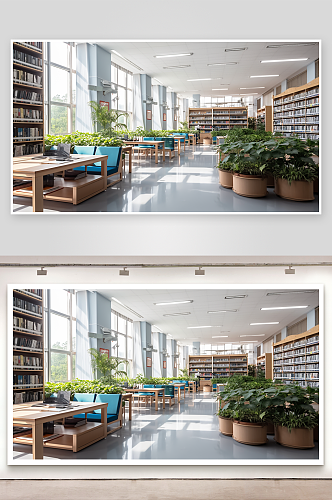 现代化图书馆场景背景