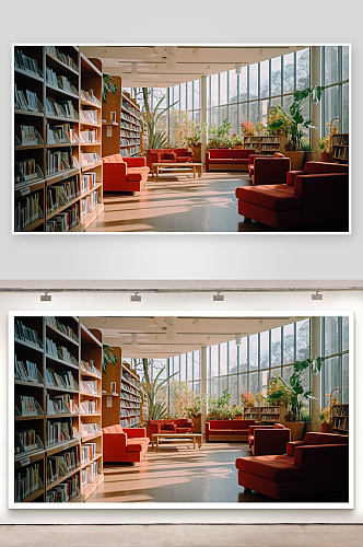 现代化图书馆场景背景