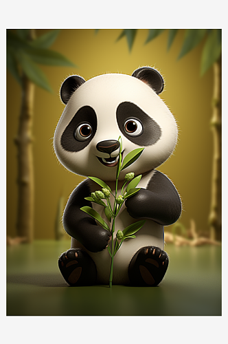 竹林中的可爱的小熊猫