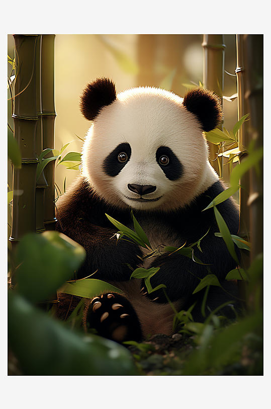 竹林中的可爱的小熊猫