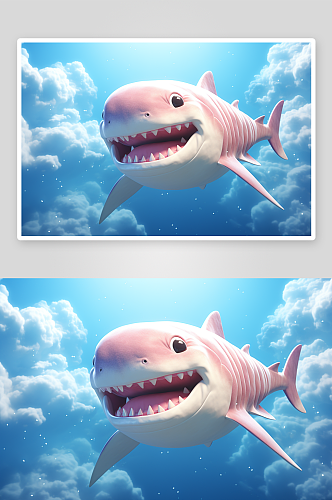 卡通可爱的鲨鱼背景