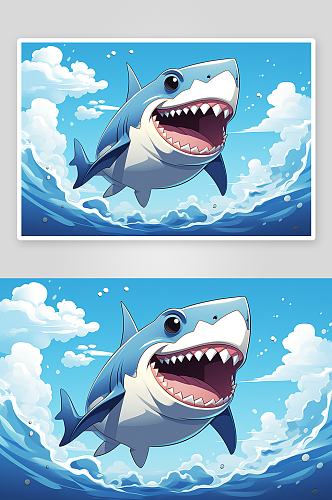 卡通可爱的鲨鱼背景