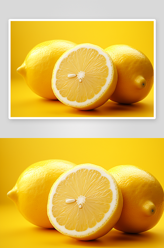 简约黄色背景上的柠檬