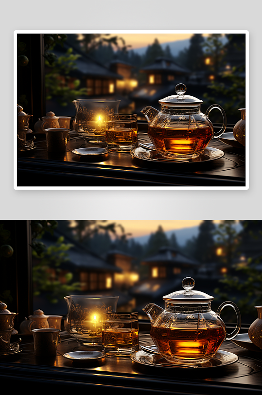 唯美典雅的透明茶壶背景