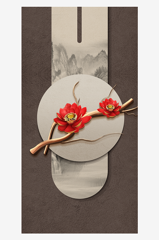 大气中式玄关装饰画