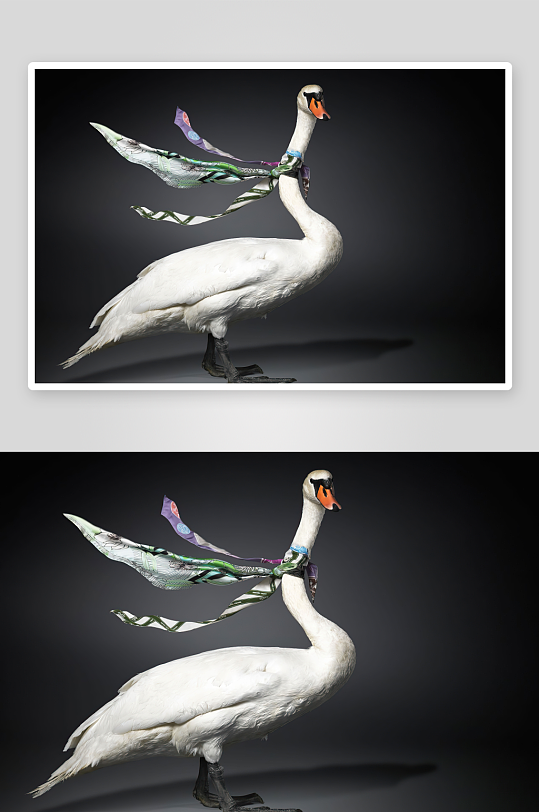 唯美戴着围巾的天鹅装饰画-众图网