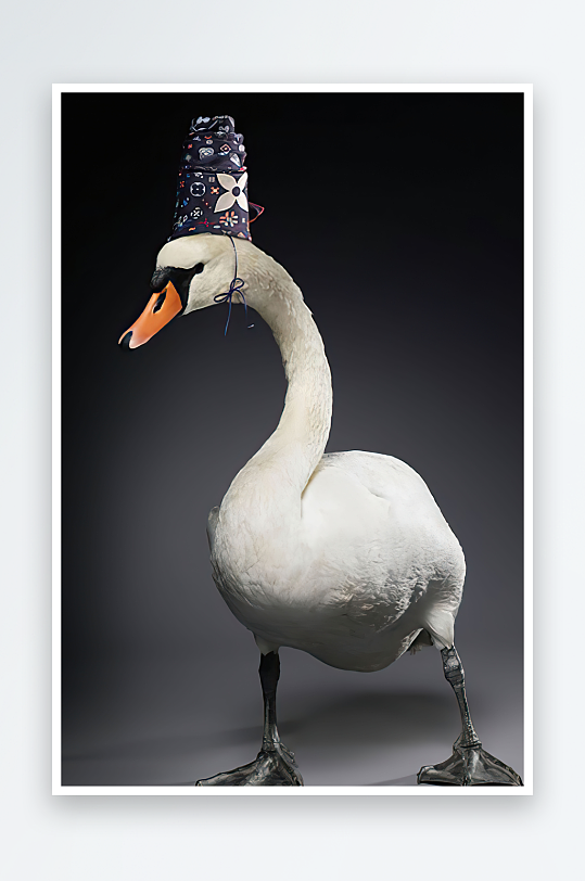 唯美戴着围巾的天鹅装饰画-众图网