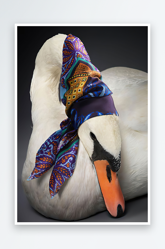唯美戴着围巾的天鹅装饰画-众图网