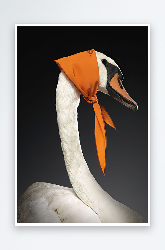 唯美戴着围巾的天鹅装饰画-众图网