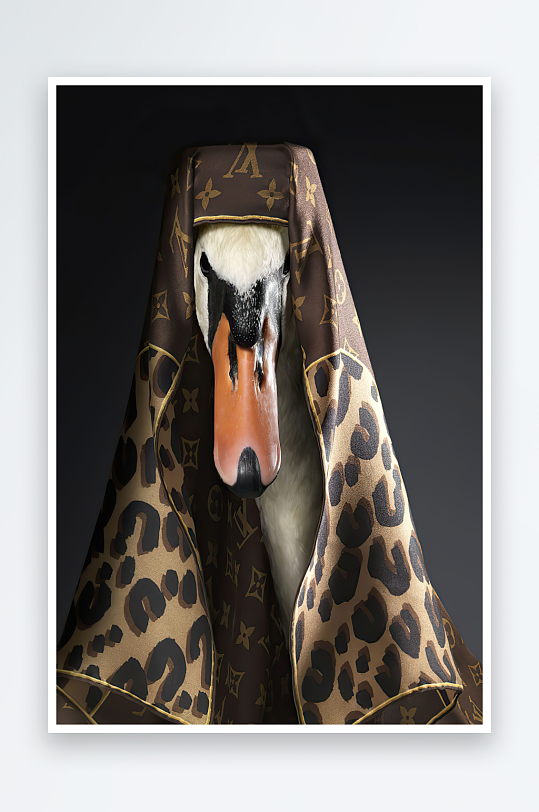 唯美戴着围巾的天鹅装饰画-众图网