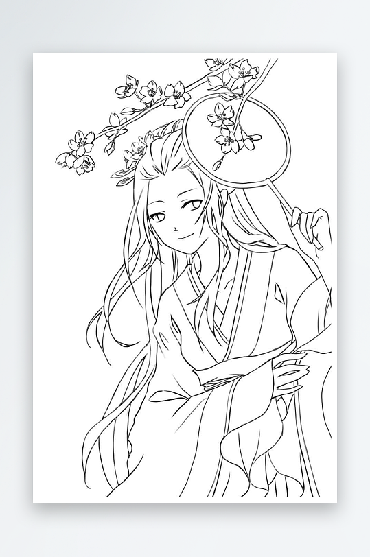 創(chuàng)意大氣古風(fēng)人物線稿元素