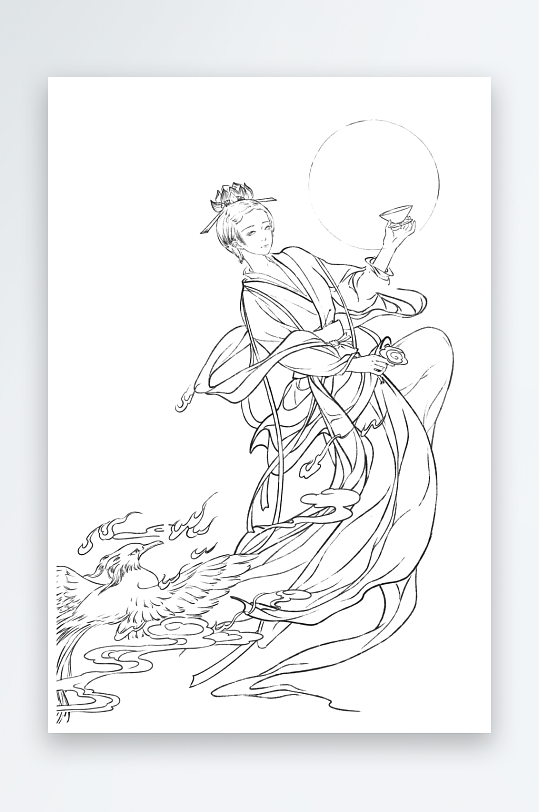 創(chuàng)意大氣古風(fēng)人物線稿元素