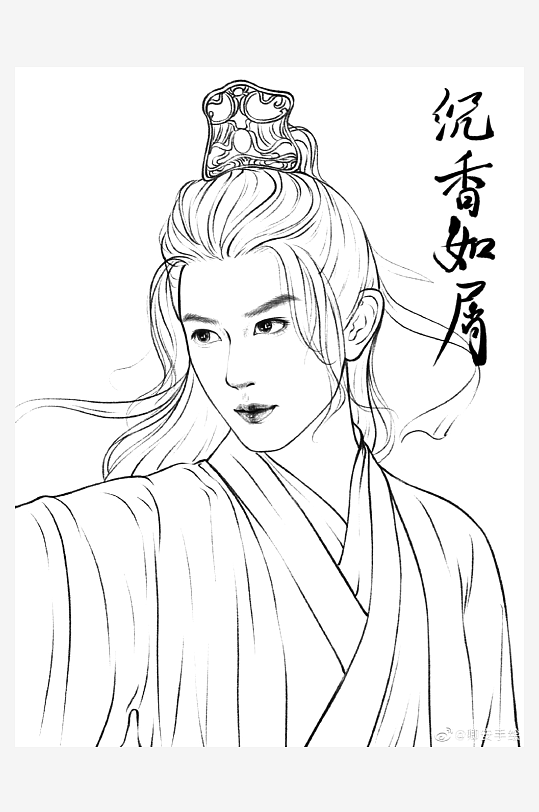 創(chuàng)意大氣古風(fēng)人物線稿元素