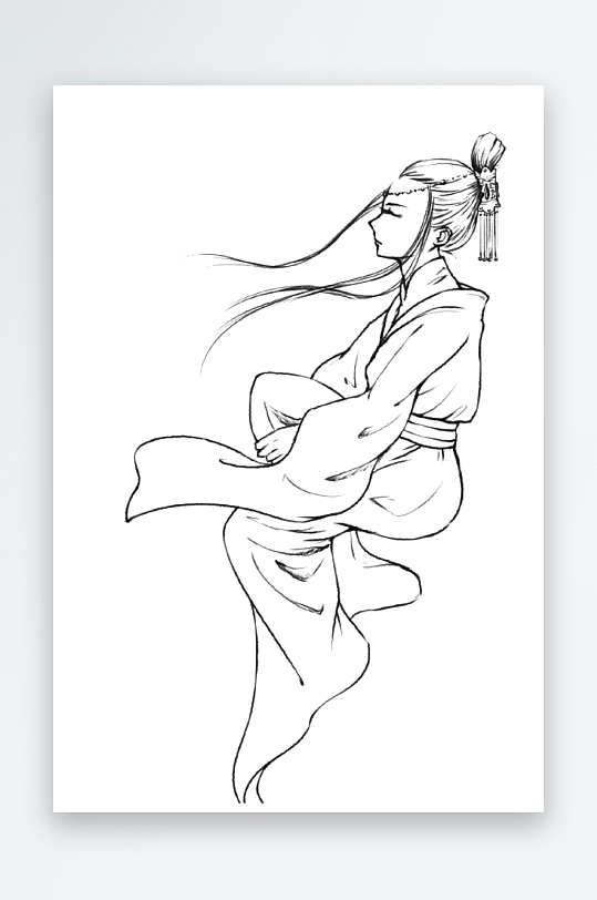 創(chuàng)意大氣古風(fēng)人物線稿元素