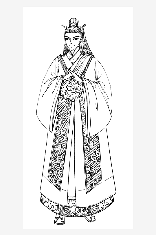 創(chuàng)意大氣古風(fēng)人物線稿元素