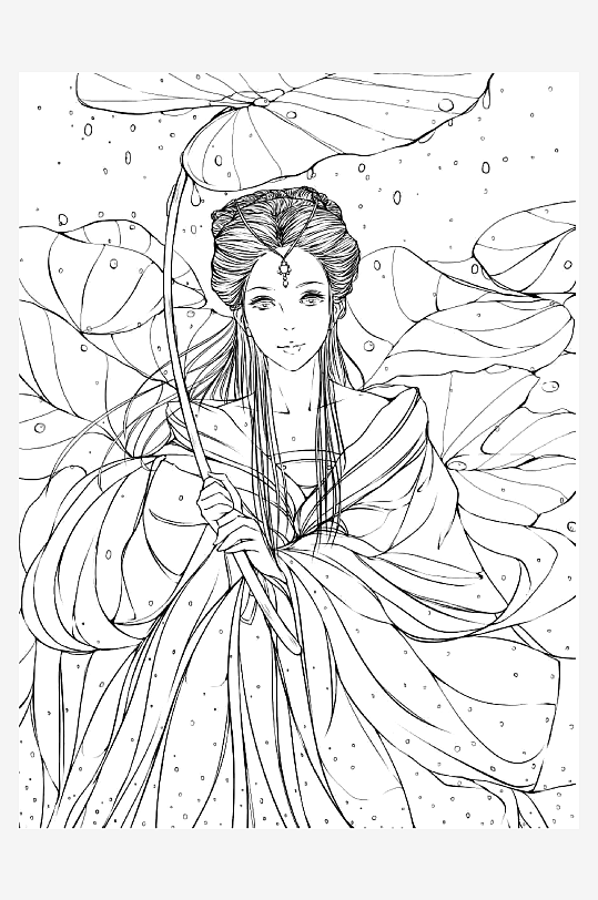 創(chuàng)意大氣古風(fēng)人物線稿元素