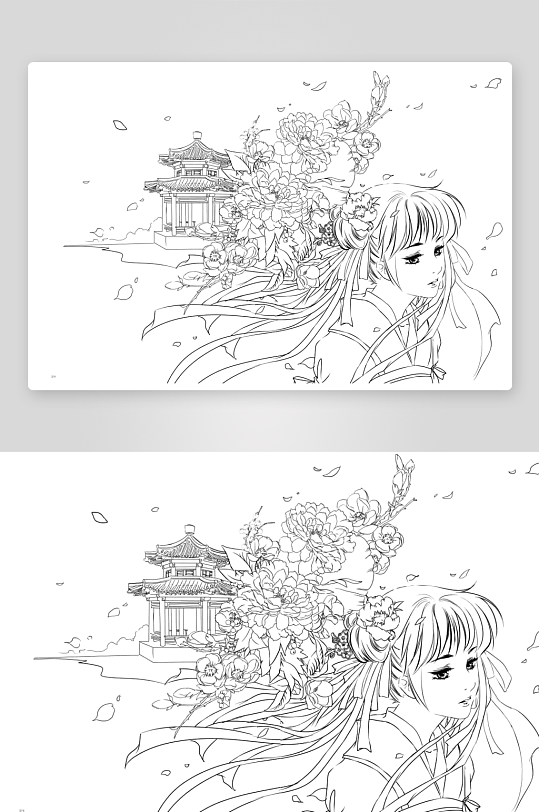 創(chuàng)意大氣古風(fēng)人物線稿元素