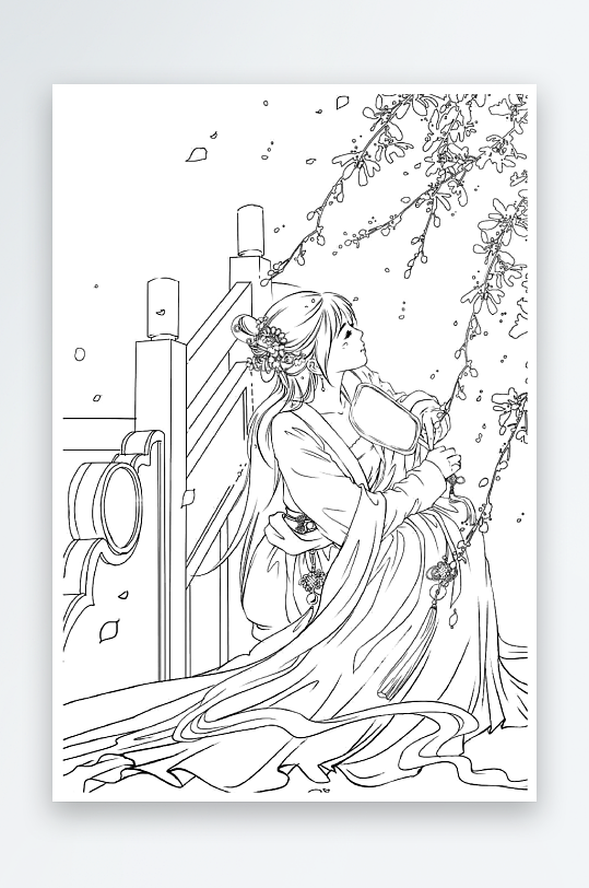 創(chuàng)意大氣古風(fēng)人物線稿元素